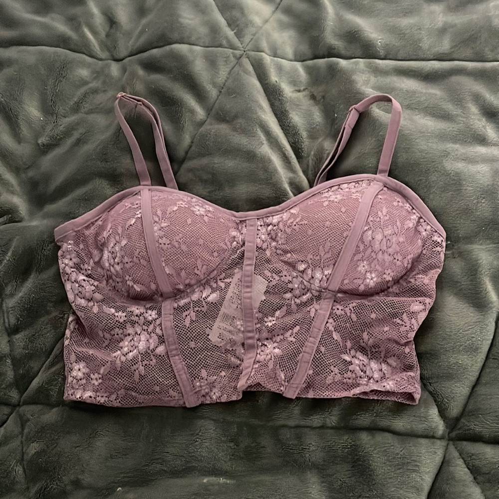 Purple Lace Crop Top